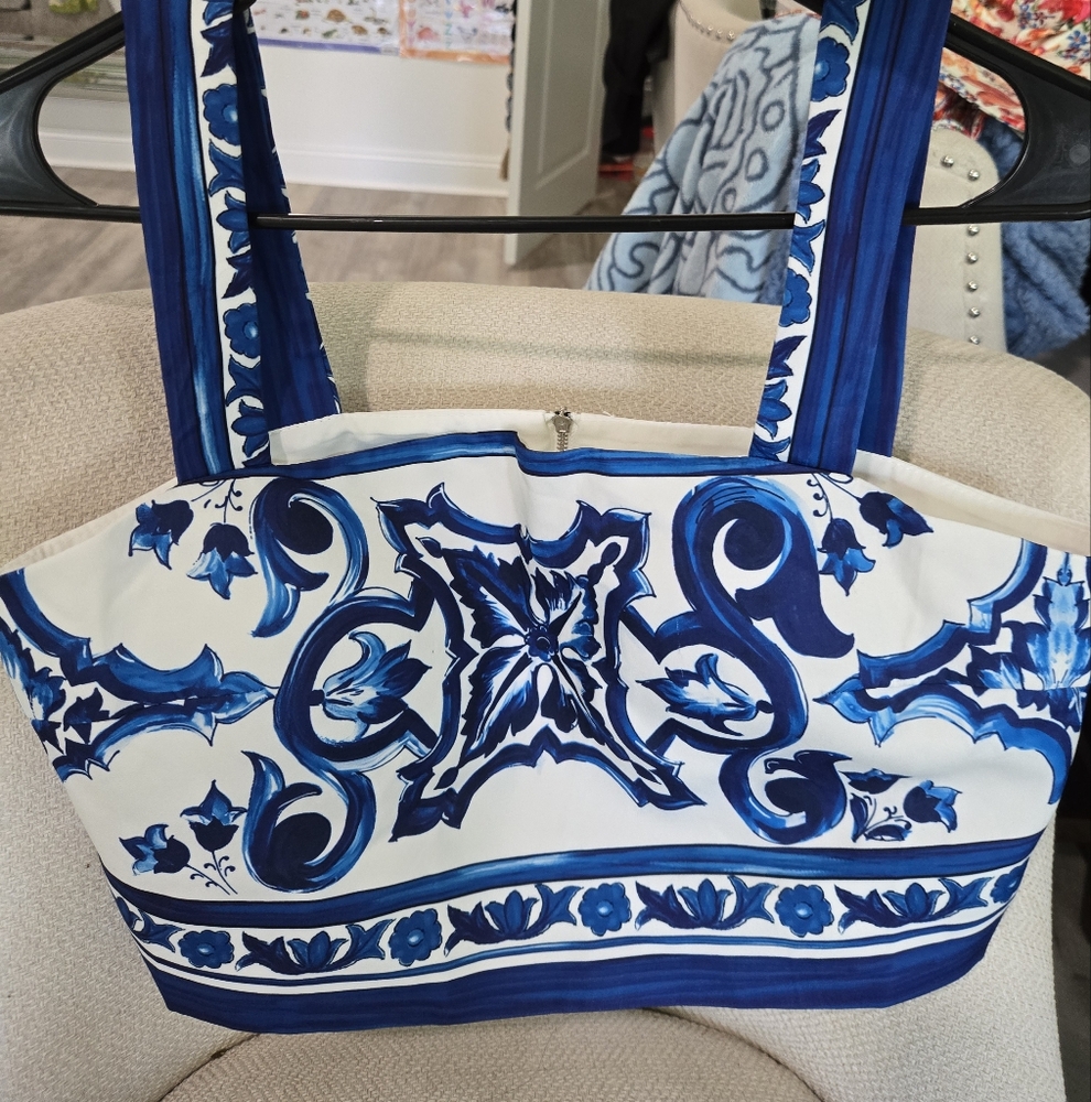 Blue and White Patterned Dress